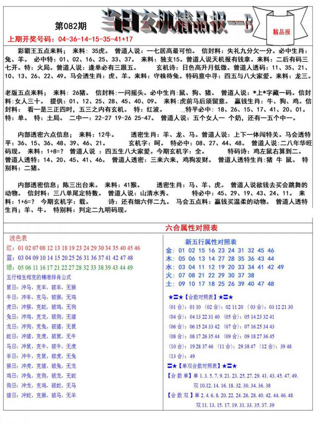 082期当日玄机精品报B[图]